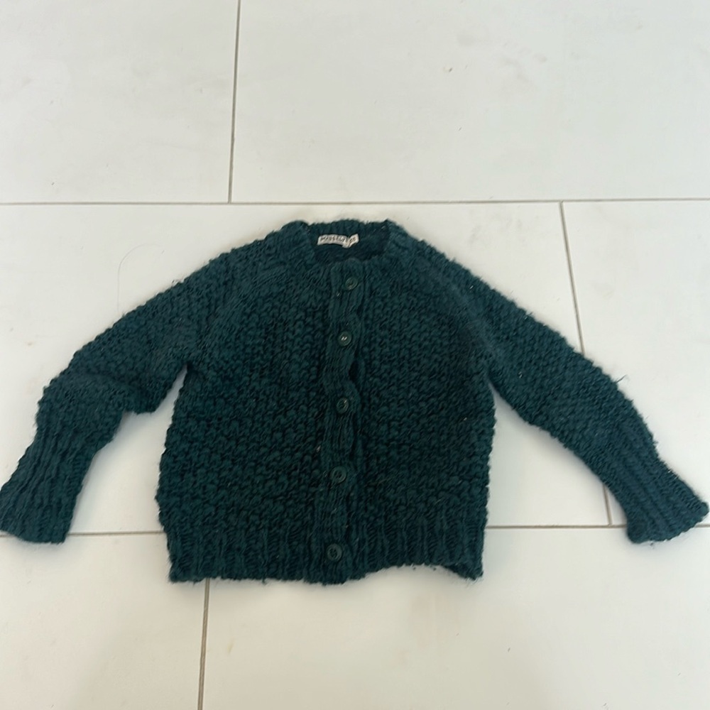IMPS & ELFS wool cardigan dark green blue 9/12m  74cm